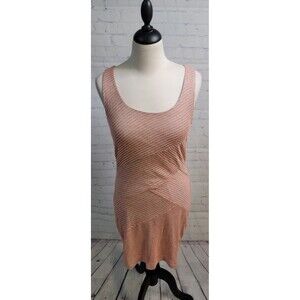 Soprano Sleeveless Dress Gray Orange Sz L Fitted A-line Short Scoop Neck Casual